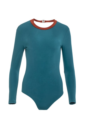 Kelia Open back One piece | Glitter Petrol