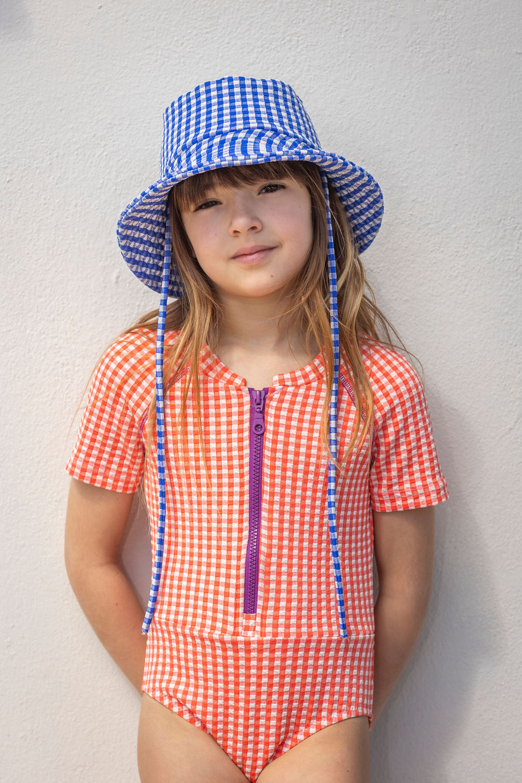 Kids  Bucket Hat Unisex| Blue Carreaux