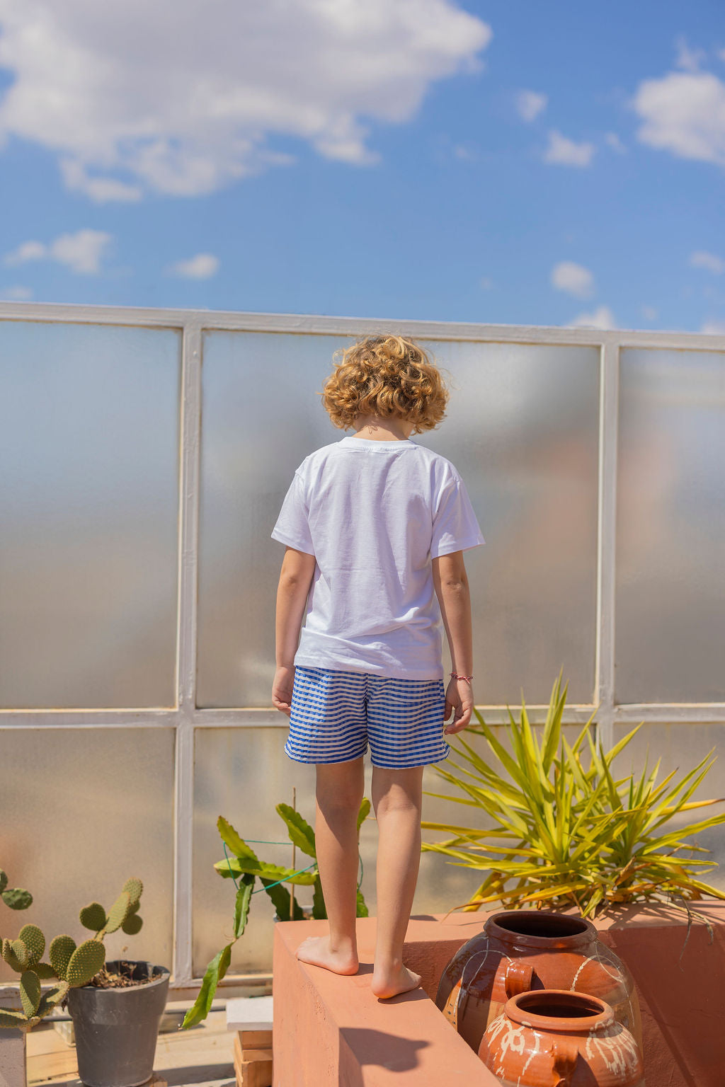 Kids Swim Shorts | Blue Carreaux