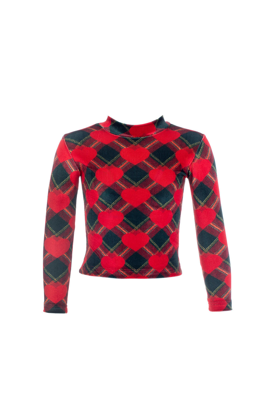 Girls Turtleneck Tartan Hearts