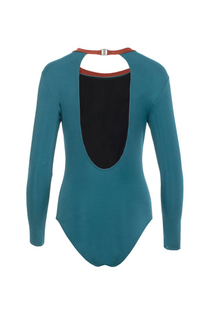 Kelia Open back One piece | Glitter Petrol