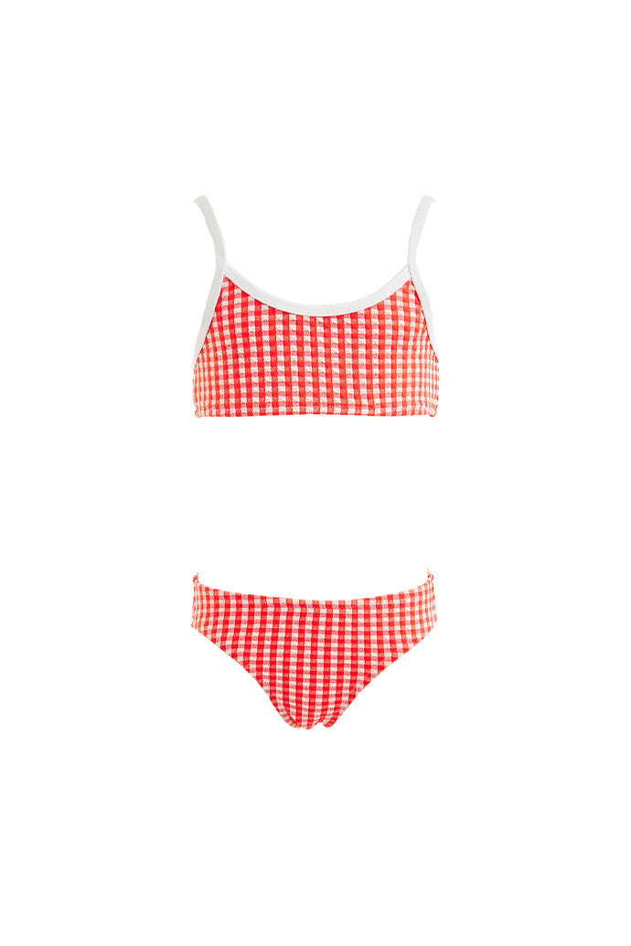 Kids Aria Bikini | Orange Carreaux