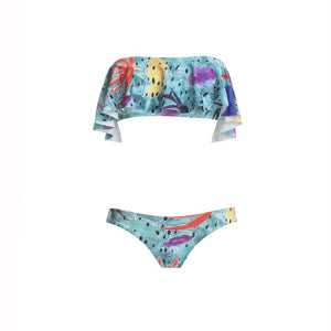 CHRISTINA ECONOMOU Cuba Ruffle Strapless Bikini