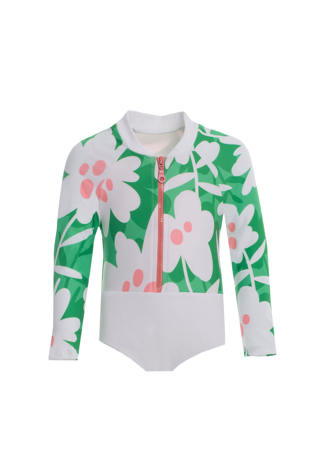 Kids Erica Long-Sleeve Zip Onepiece | Floral-White
