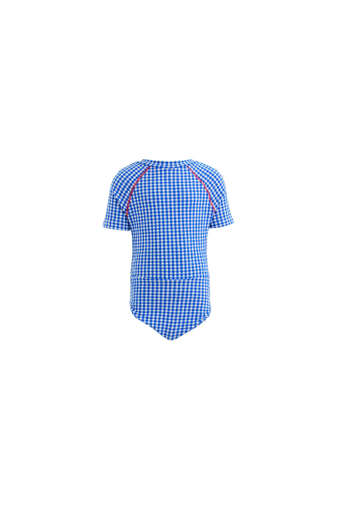 Kids Erica Short-Sleeve Zip Onepiece | Blue Carreaux