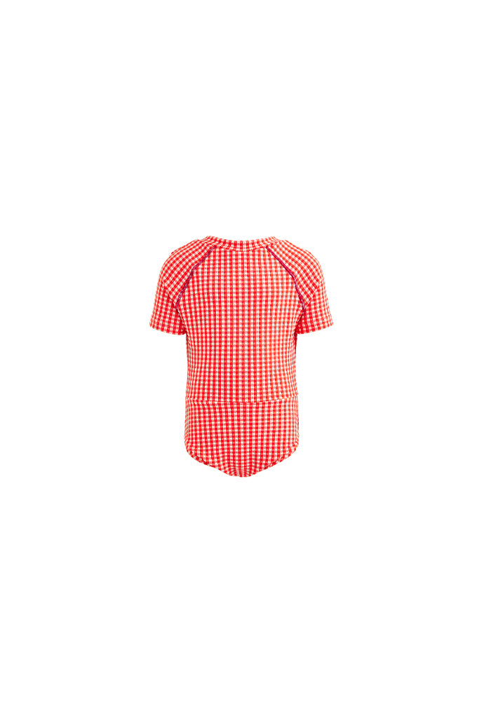 Kids Erica Short-Sleeve Zip Onepiece | Orange Carreaux