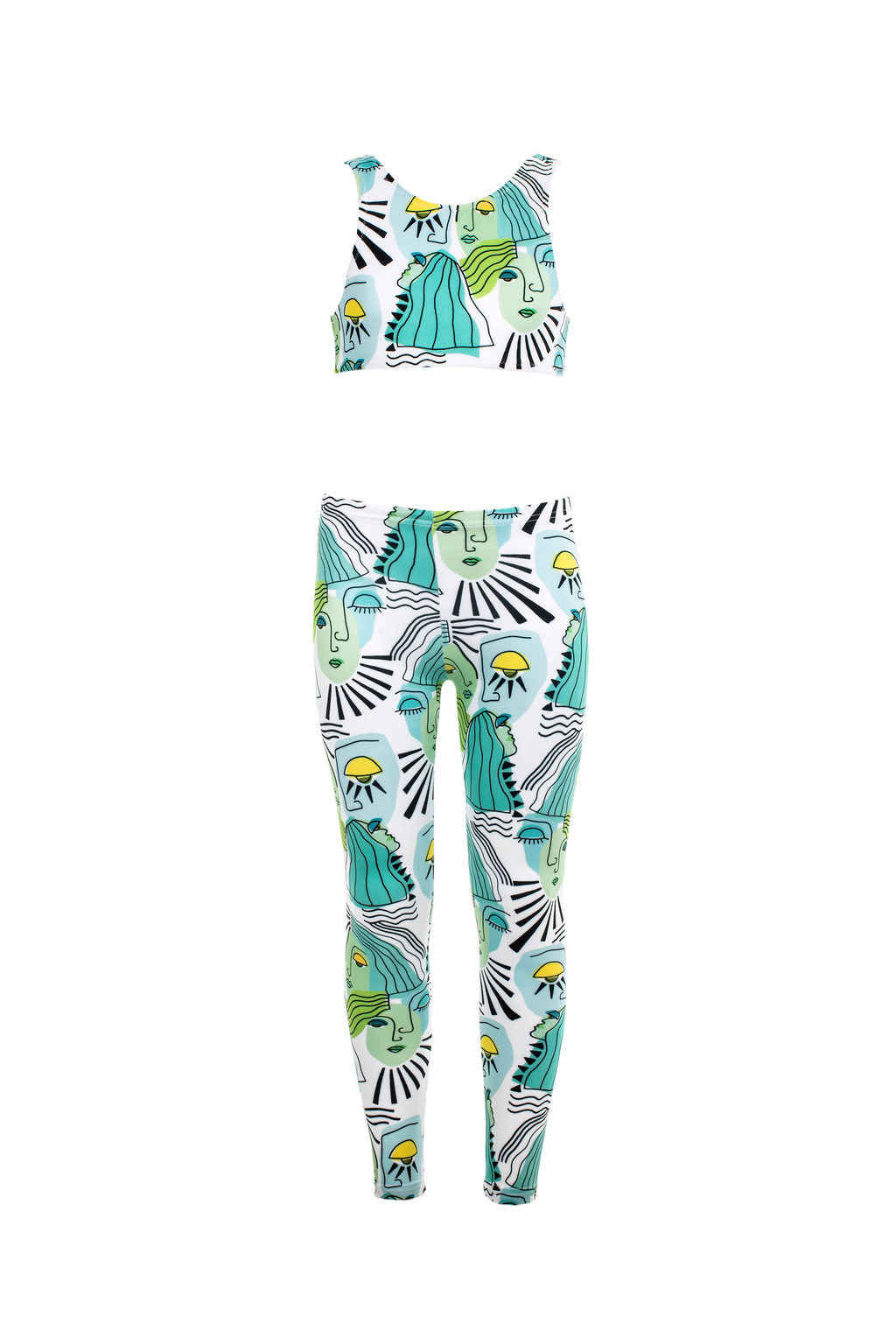 Girls Leggings Set|Green Faces