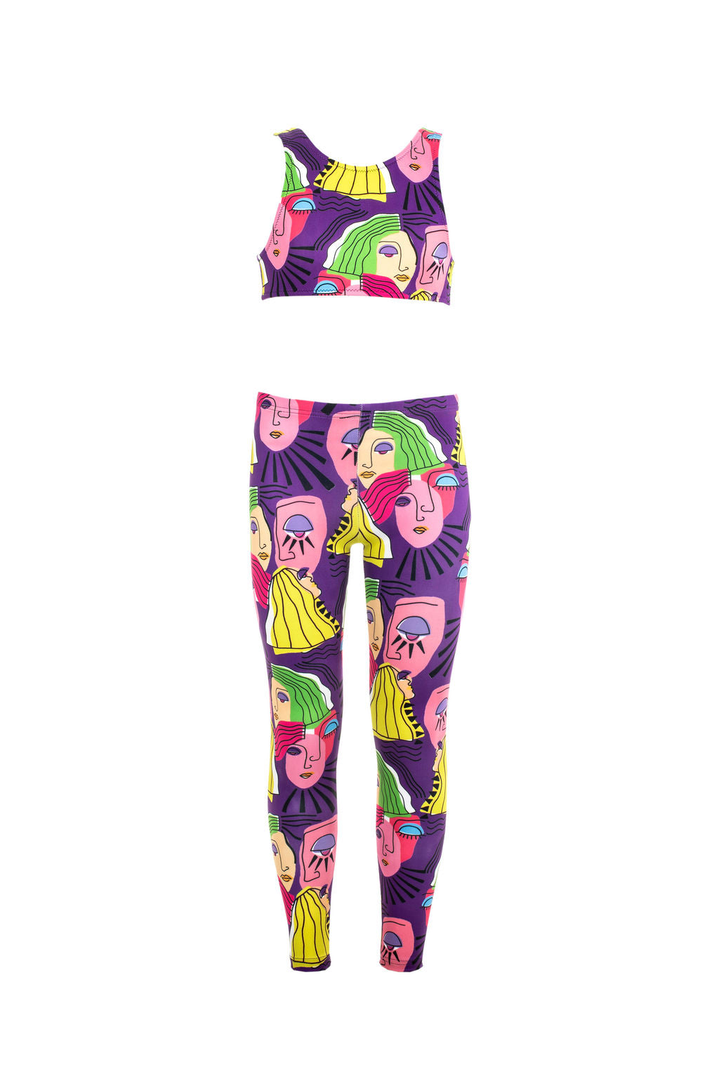 Girls Leggings Set|Purple Faces