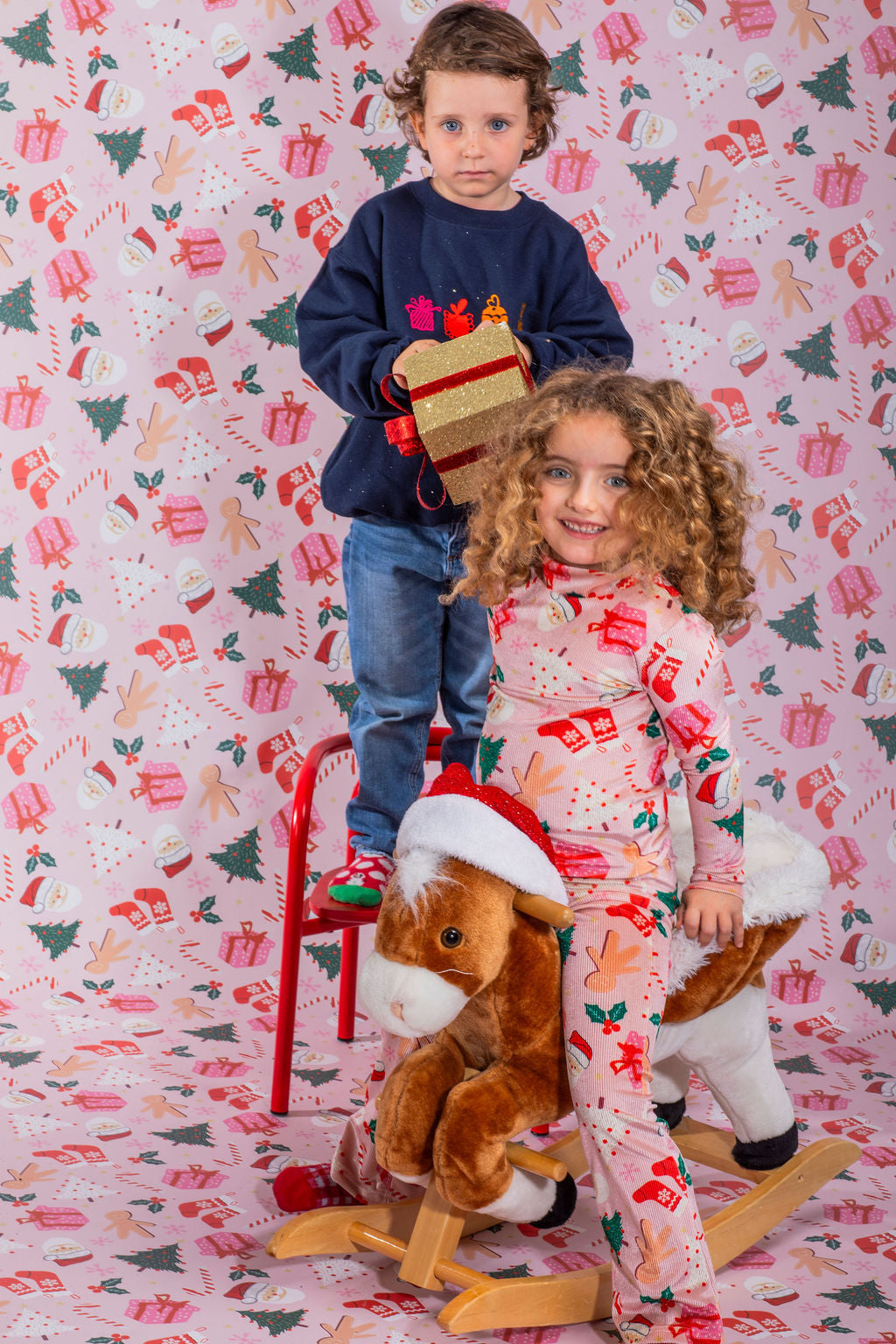 Girls Flared Leggings Santa