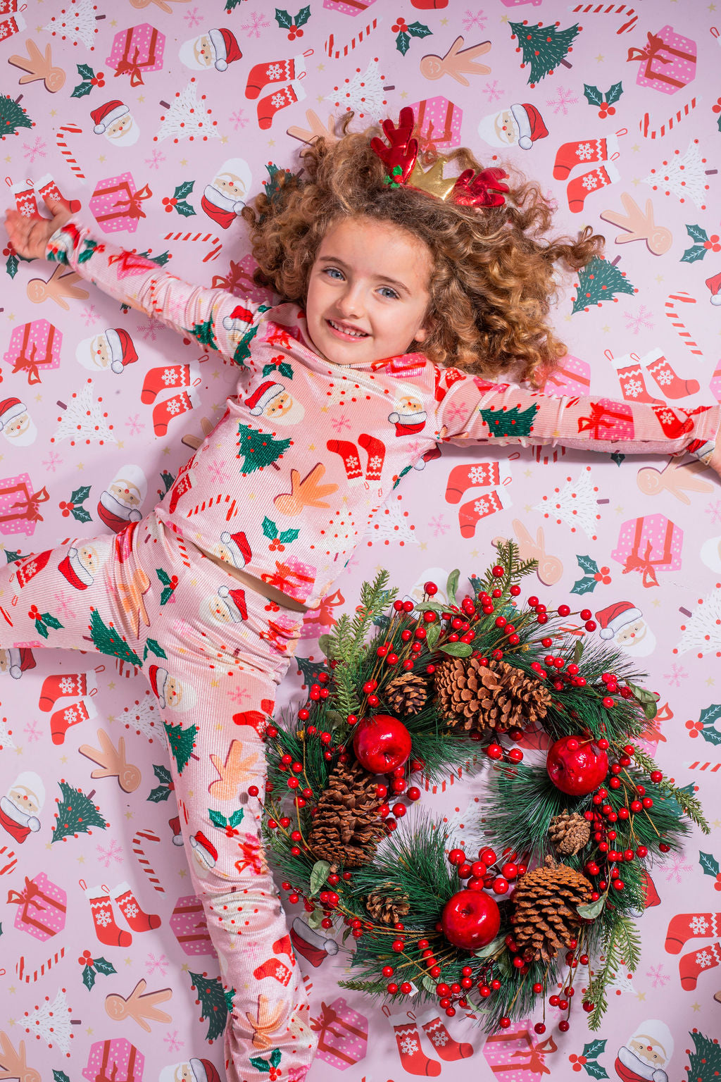 Girls Turtleneck Santa Top