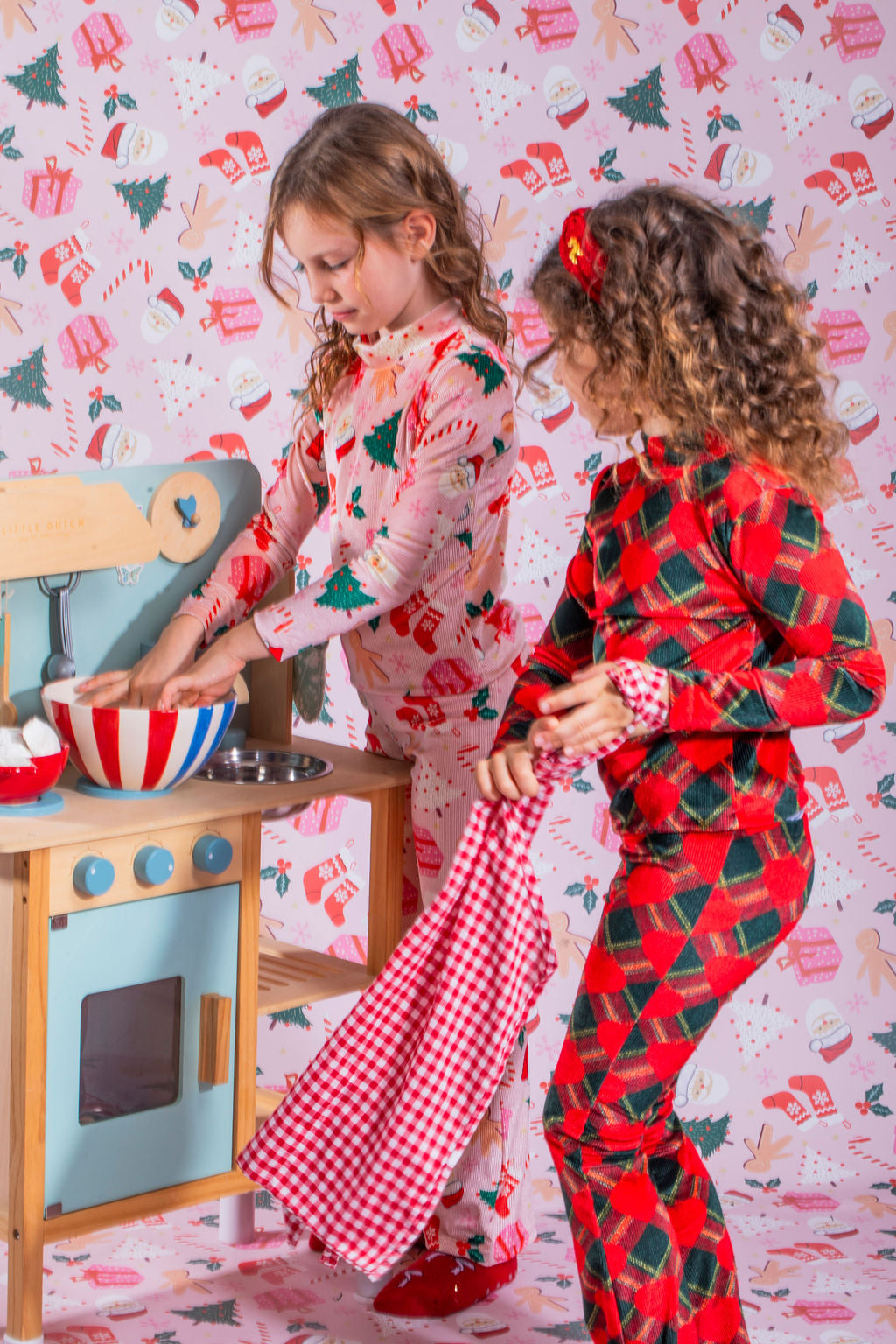 Girls Flared Leggings Tartan Hearts