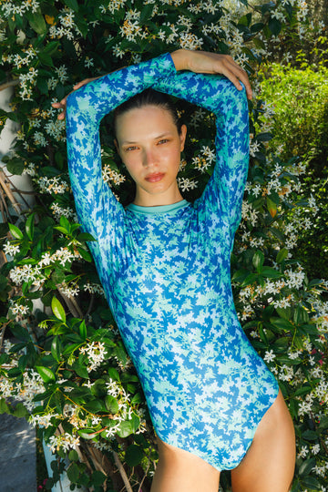 Kelia Open back One piece | Mystic Cyan