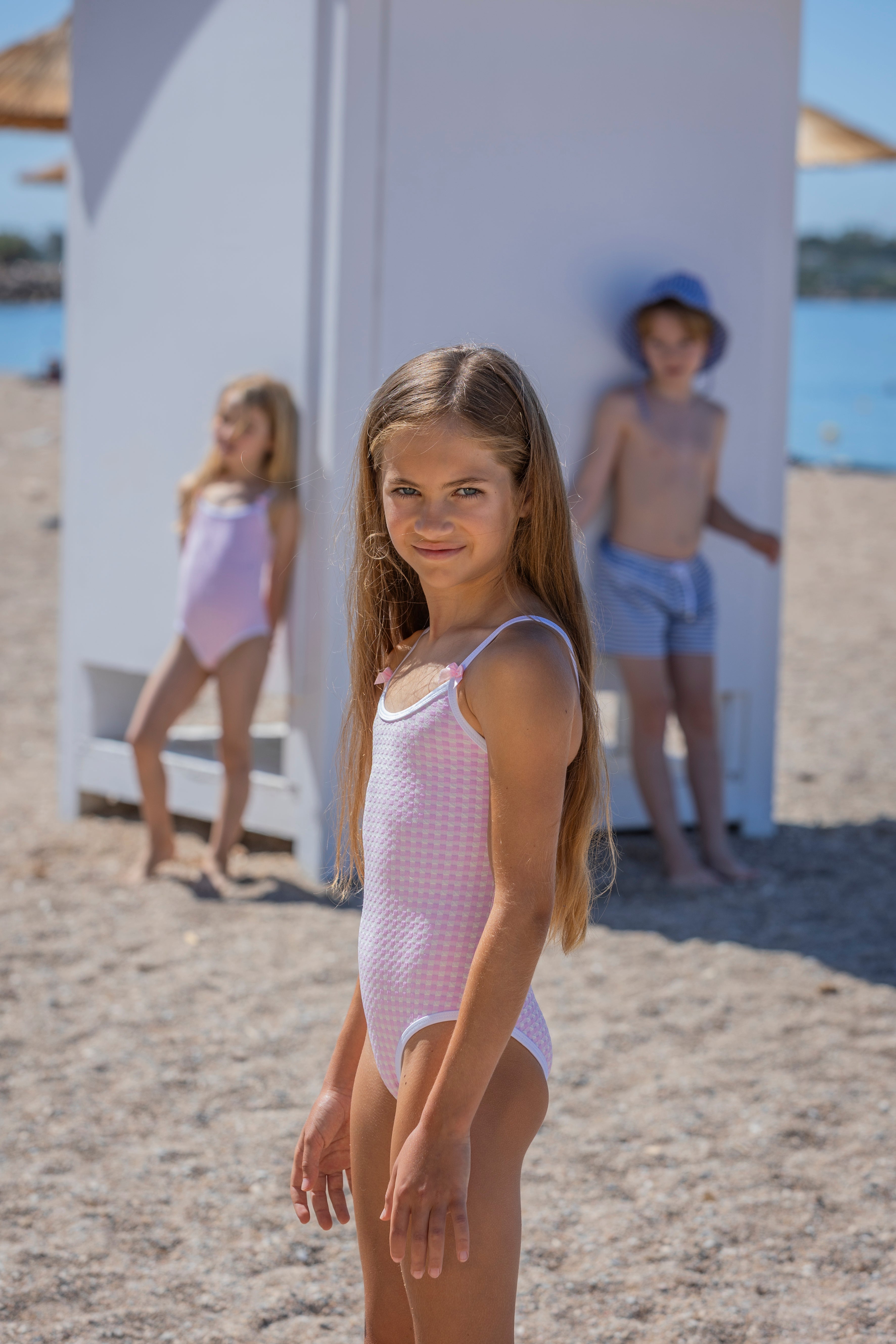 Kids Mikela Onepiece | Pink Carreaux