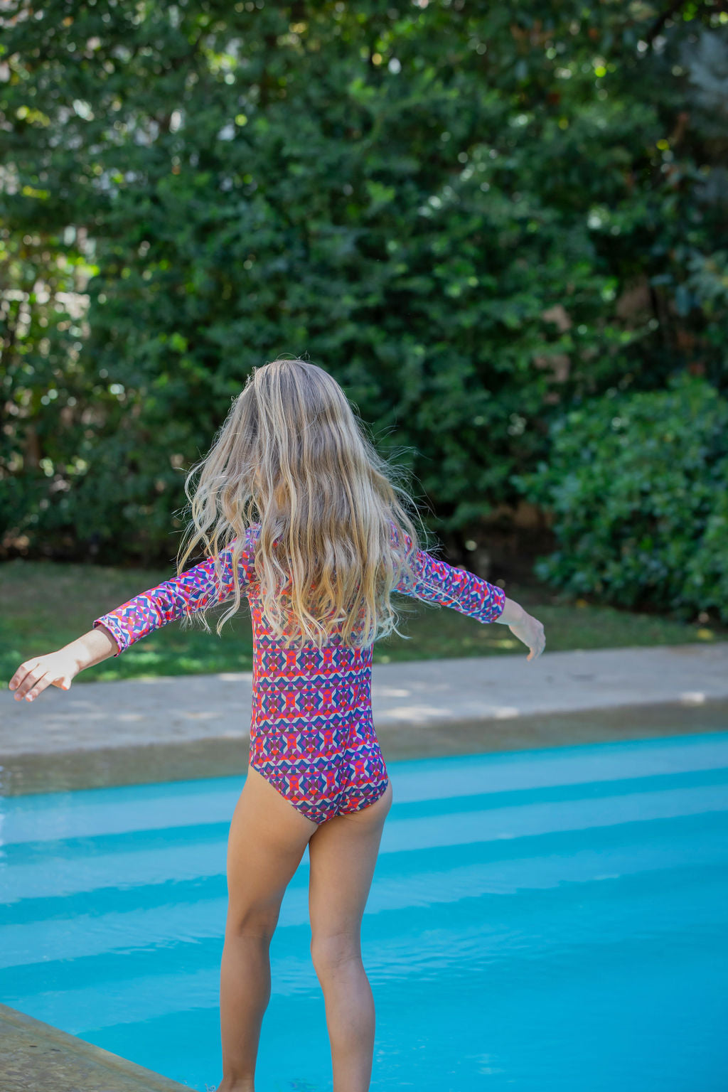 Kids Kelia Long-Sleeve Onepiece | Geo Purple