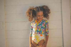 Kids Erica Long-Sleeve Zip Onepiece | Faces, Daisies
