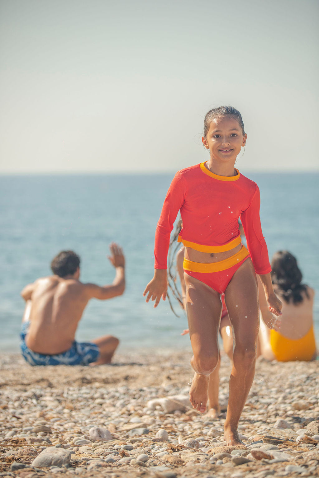 Kids Monica Long-Sleeve Bikini | Red