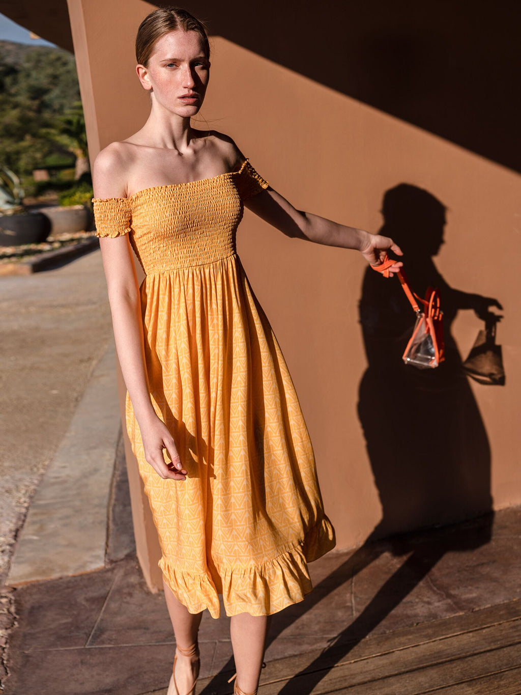 Off-Shoulder Ruched Dress | Sunrise