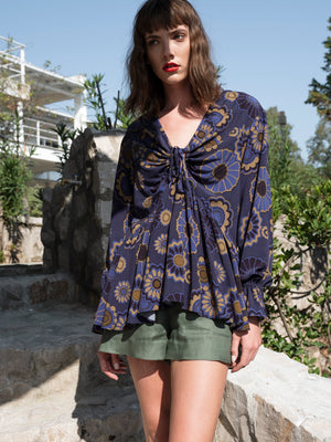 Print Ruffled Blouse - More colors available