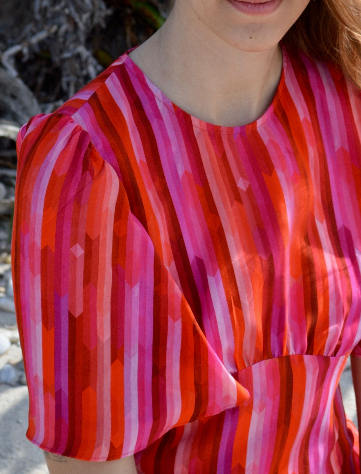 Slit Dress - Cherry Stripe