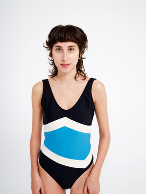 Christina Onepiece | Black-Cream-Blue