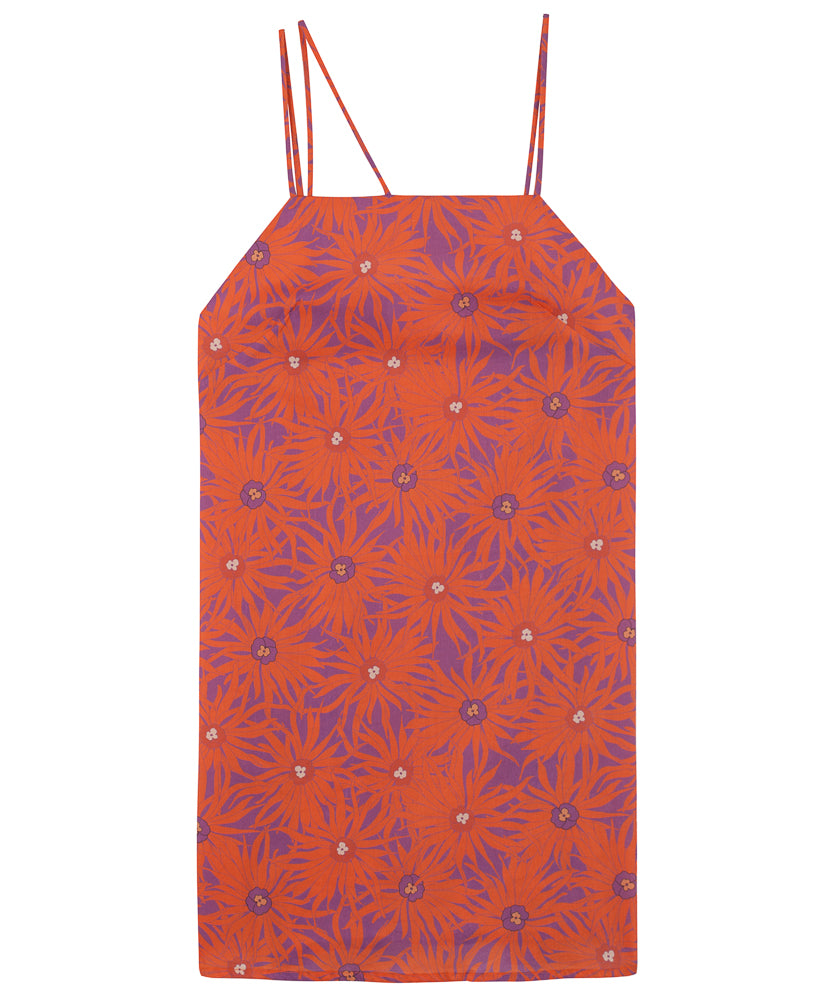 Print Slip Dress | Floral Orange