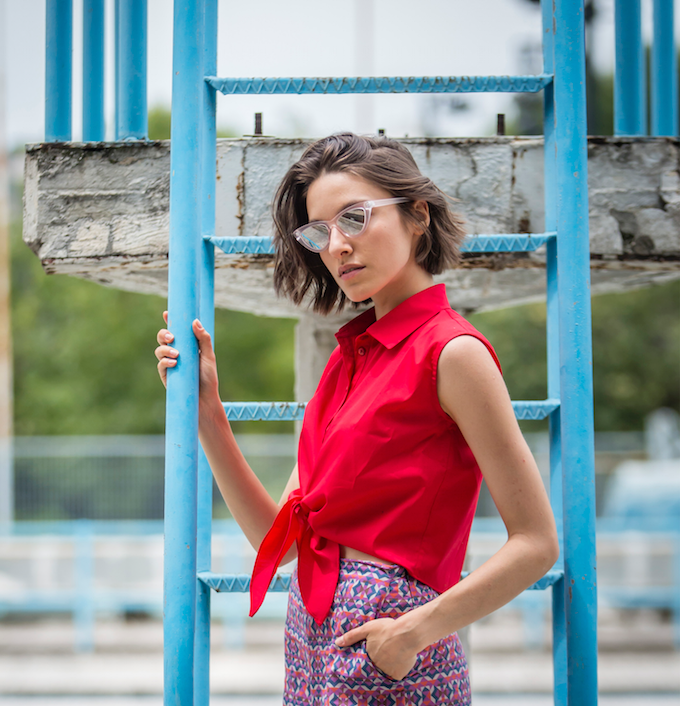 Cotton Knotted Shirt | Red