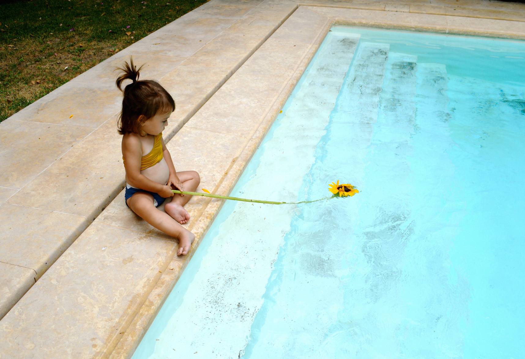 Kids One-Shoulder Bikini | Blue-Gold