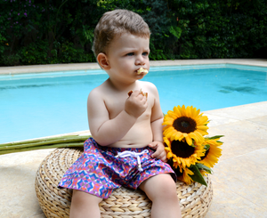 Kids Swim Shorts | Geo Purple
