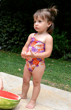 Kids One-Shoulder Onepiece | Floral Mosaic