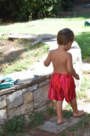 Kids Swim Shorts | Cherry Stripe